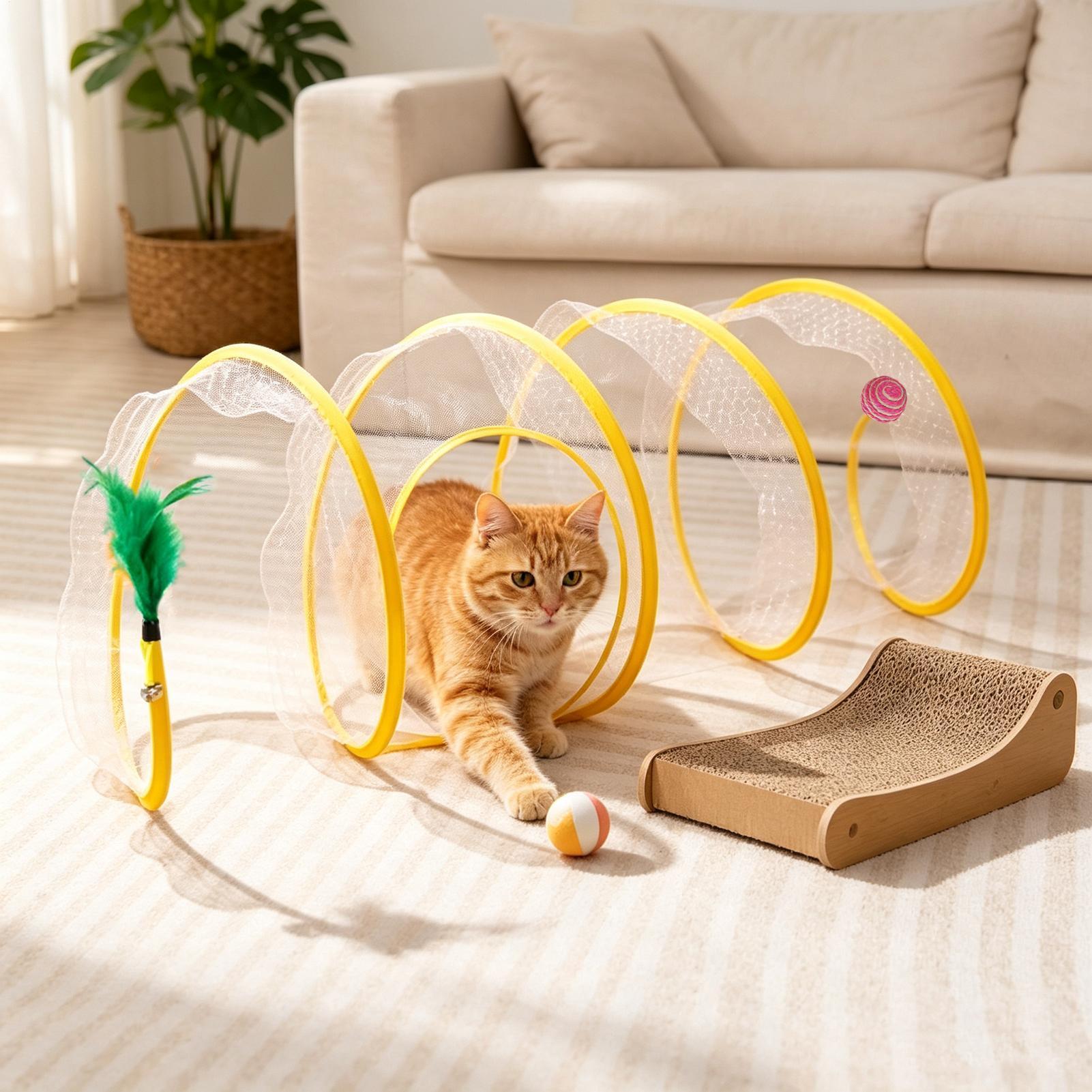 Interactive Cat Toy - Spiral Tunnel Cat Toy Foldable Interactive