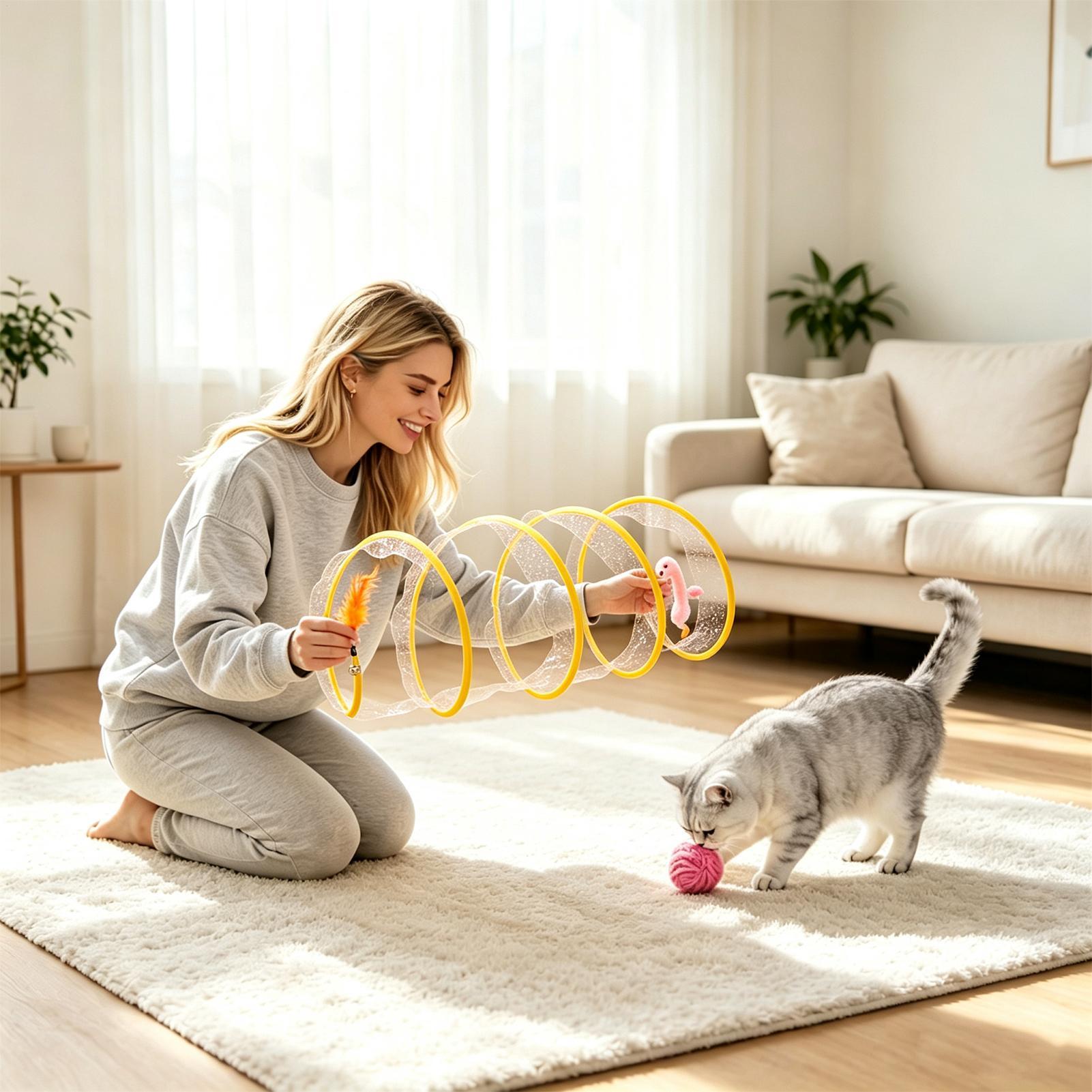 Spiral Tunnel Cat Toy Foldable - Interactive Cat Toy review and price