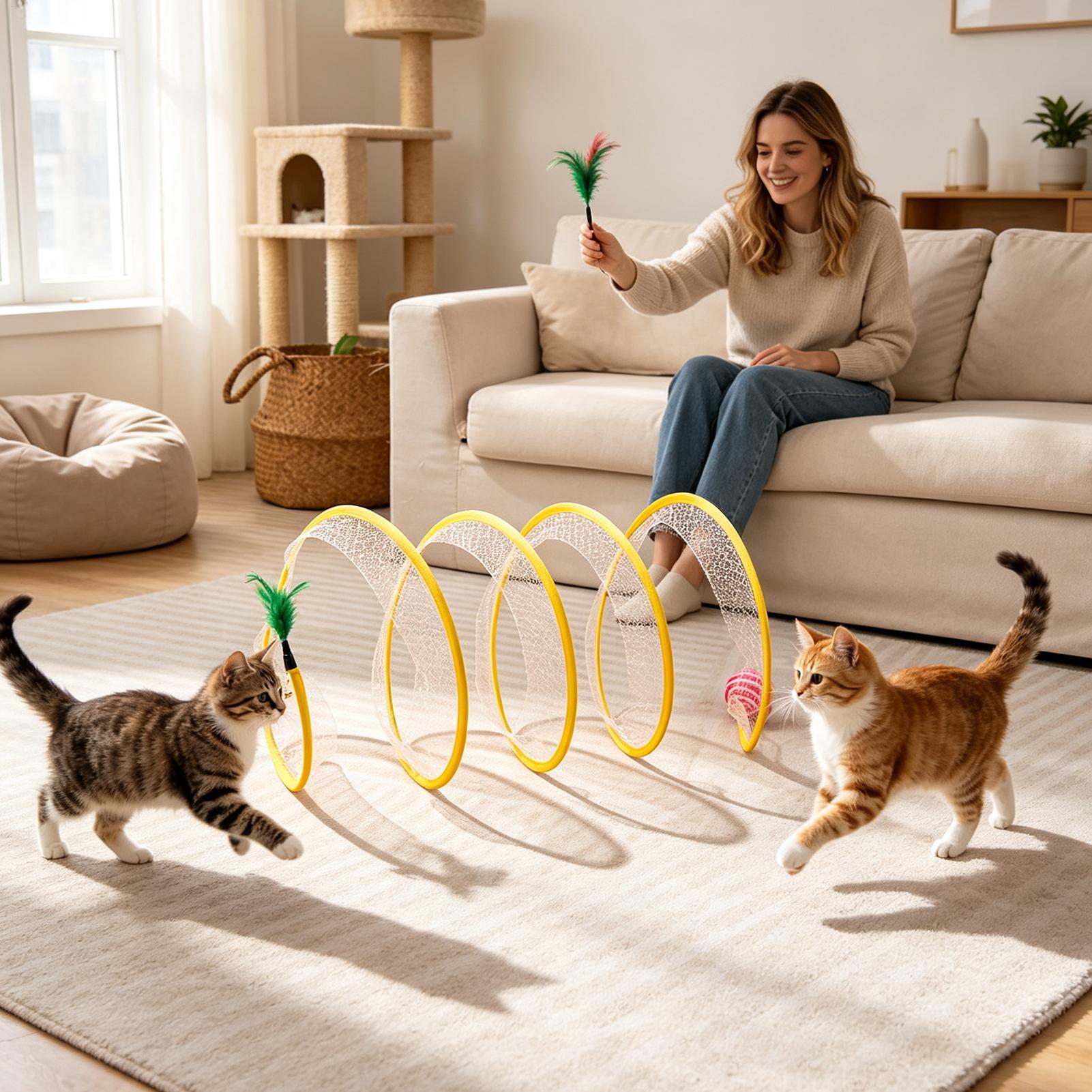 Spiral Tunnel Cat Toy Foldable - Interactive Cat Toy review and price